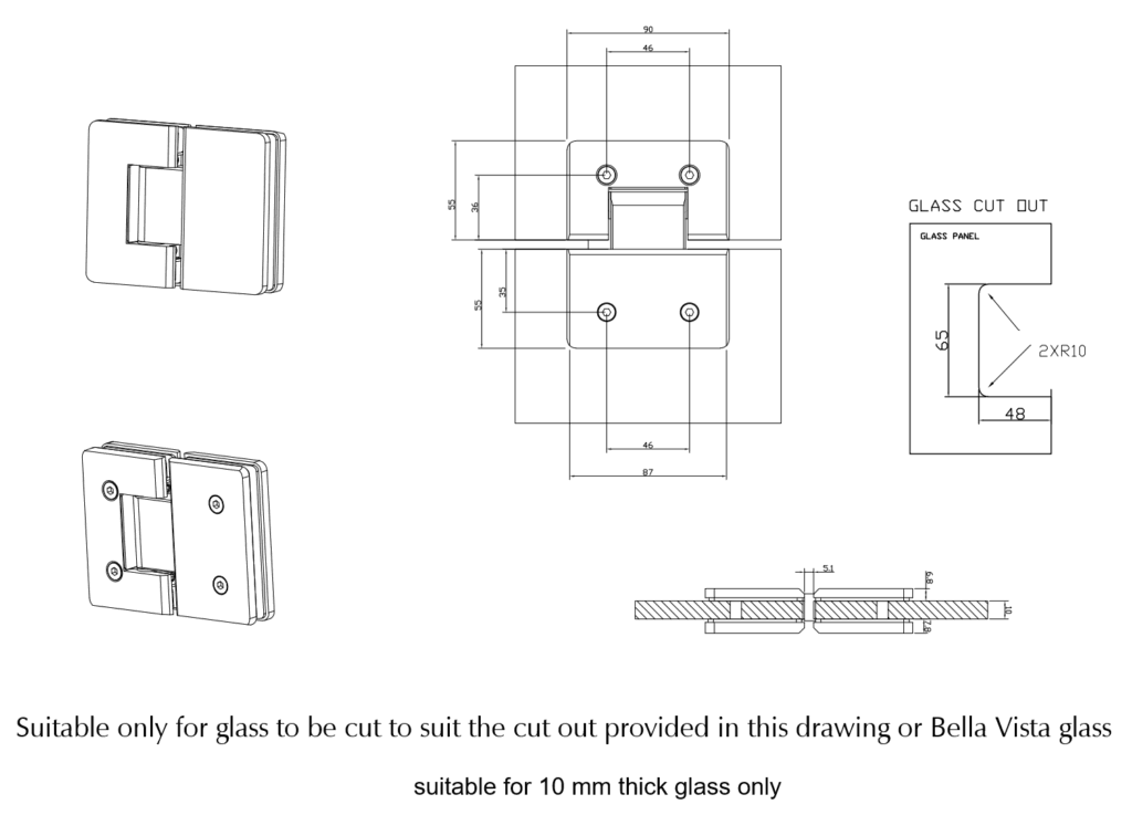 Shower Hinge Glass to Glass - DUSK BRONZE