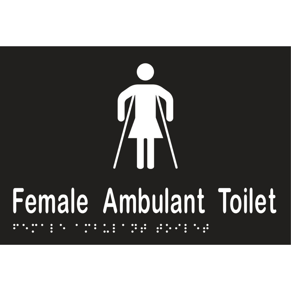 Female Ambulant Tlt Braille Sign - Vinyl - Black with White Infill