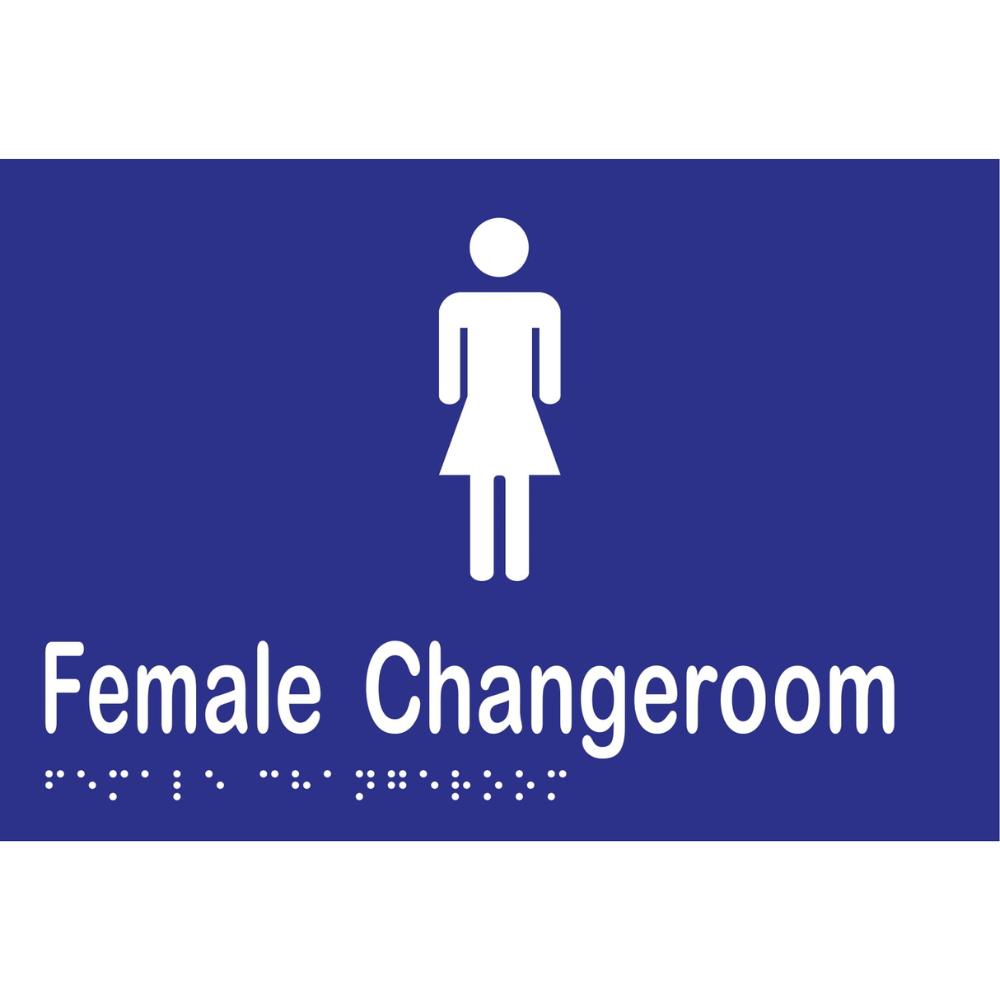 Female Changeroom Braille Sign -Vinyl - Blue with White Infill