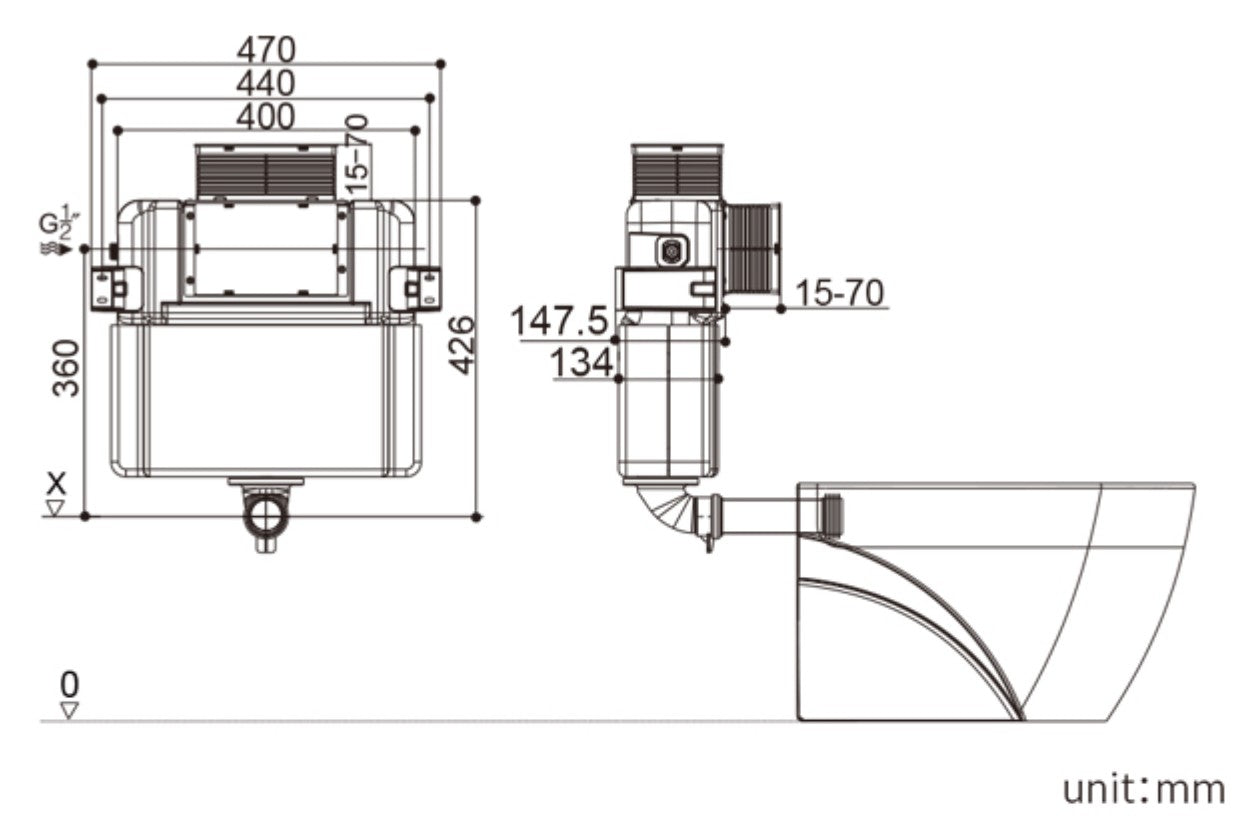 R&T Frameless low height In-wall Cisternfor wall faced pan -G3005AB