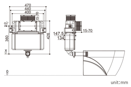 Frameless low height In-wall Cisternfor wall faced pan -G3005AB