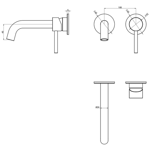Gigi S3 2-Plate Wall Basin or Bath Mixer Trim Kit - Aged Bronze