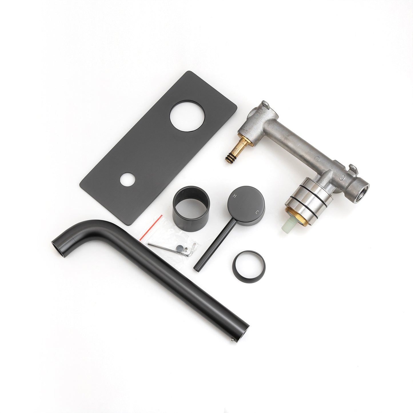 LUCID PIN Series Gun Metal Grey Wall Mixer With Spout(color up)
