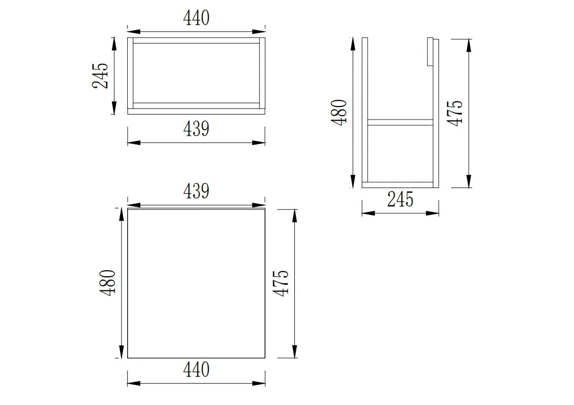450mm Fluted Mini Wall Hung Vanity PVC Left Side Hinge - Cabinet Only - Prime Oak