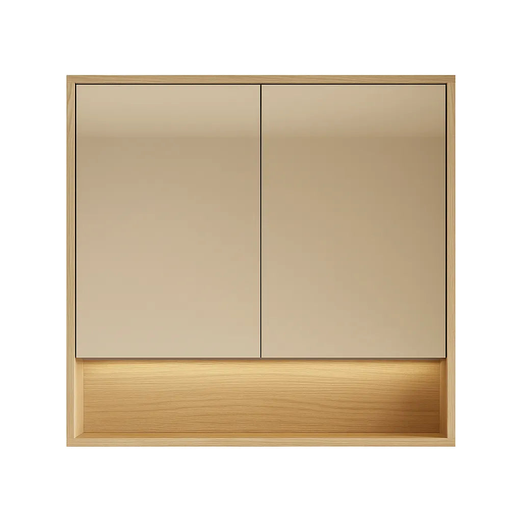 600mmx750mm PVC Shaving Cabinet With Shelf - Prime Oak