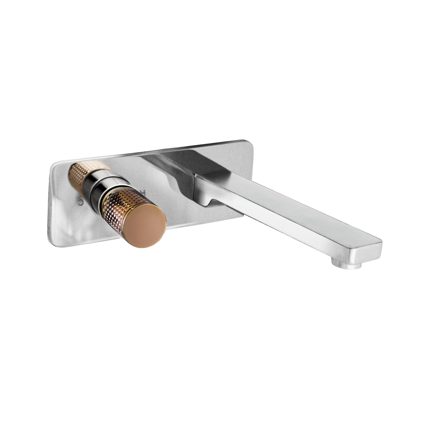 The GABE Leva Wall Outlet Mixer - Chrome with Rose Gold Handle