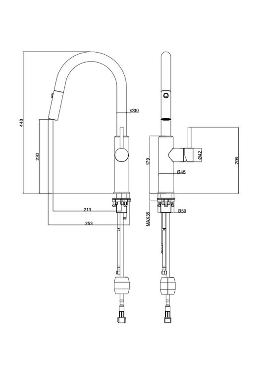 Halo S2 Pull Out Sink Mixer - Gunmetal