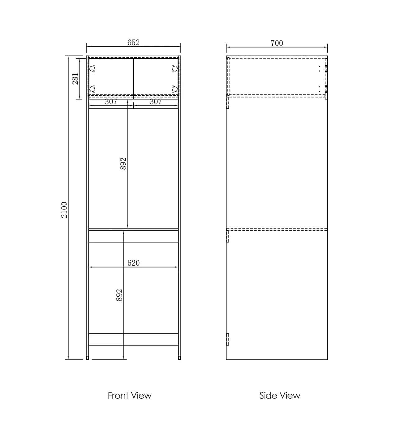Hampshire Laundry 2100 White Tall Washing Machine Cabinet