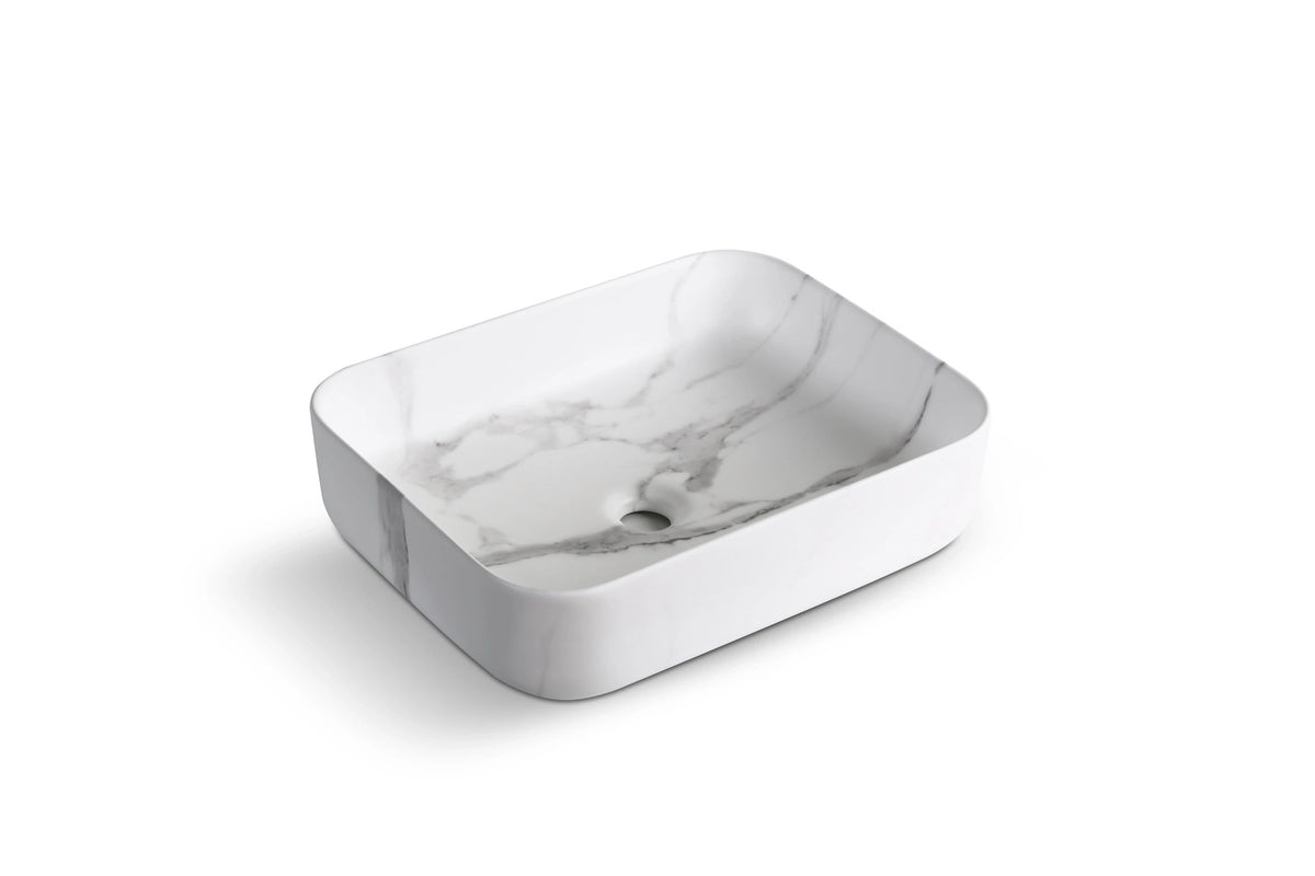 Above Counter Ceramic Basin Matte Carrara 500*400*135