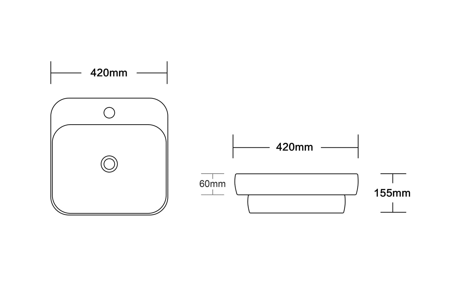 Gloss Whitev
Above Counter / Drop In Basin 420*420*155
