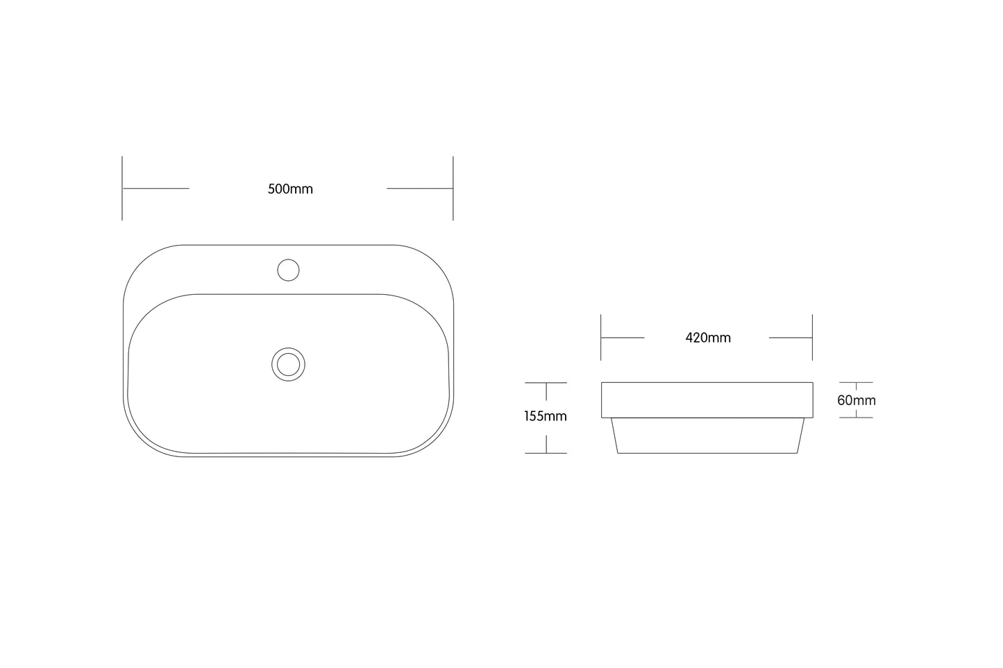 Gloss White
Above Counter / Drop In Basin 500*420*155