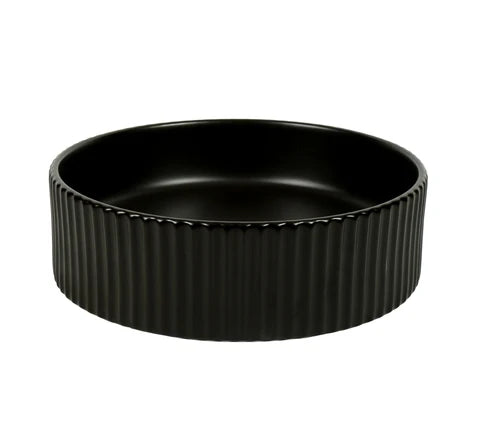 400*400*125mm Matte Black with Fluted Design Above Counter Basin