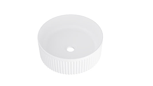 Infinity 370mm Round Above Counter Fluted Basin - Matte White