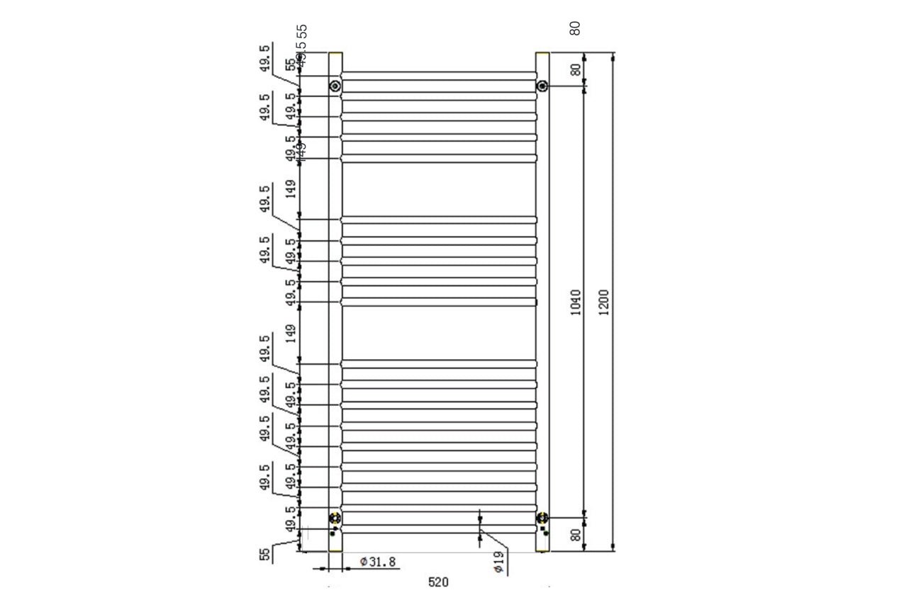 Allegra 19 Bar Heated Towel Rail - Chrome