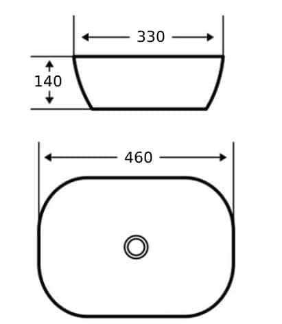 Round-Edged Rectangle Ceramic Basin | 460x330x135mm | K2426