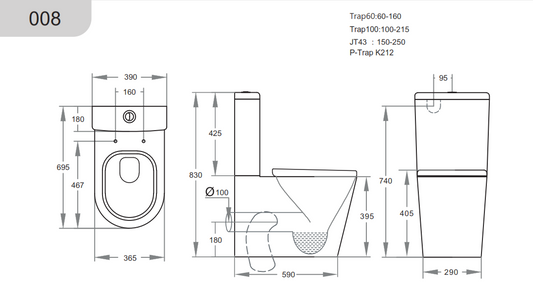 Kasey Back-to-Wall Toilet Suite - Gloss White