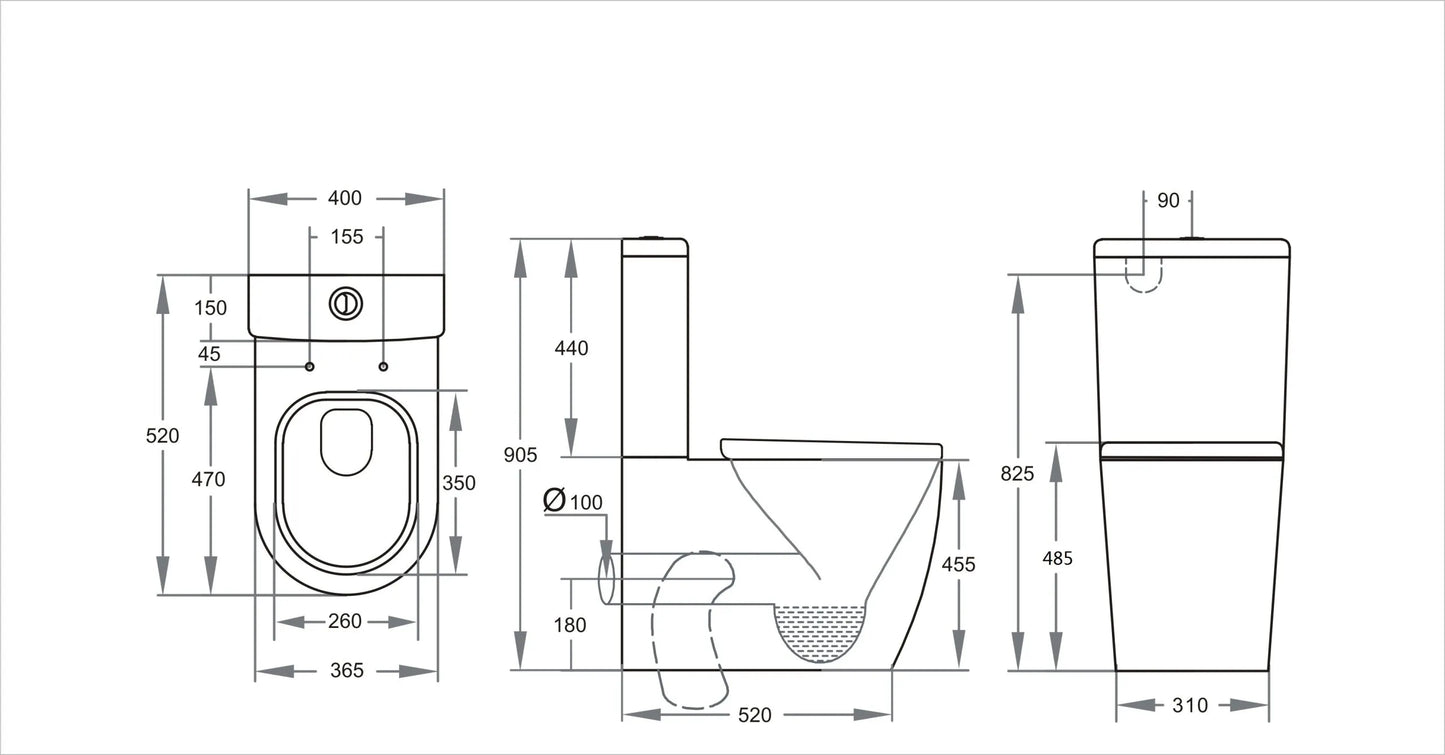 Elvera Back-to-Wall Toilet Suite - Gloss White