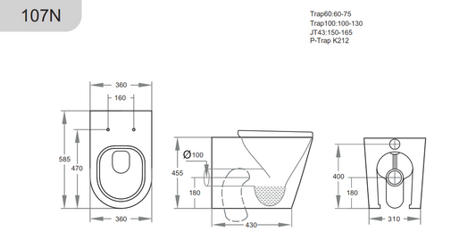 Elvera Rimless Wall Faced Floor Pan - Gloss White