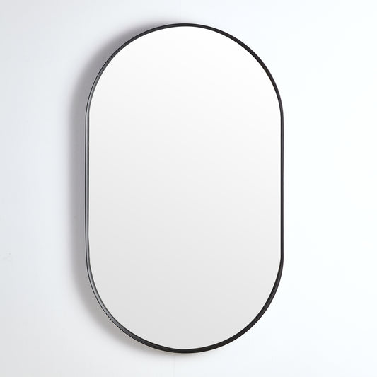 600mm Aura Oval Aluminum Framed Mirror - Matte Black
