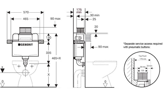 Geberit Concealed Cistern (Kappa) Under Counter Concealed Cistern for Wall Faced Floor Pan