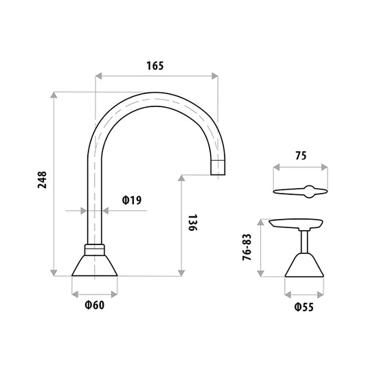 KIRRA LEVER Vanitee Hob Sink Set - Chrome