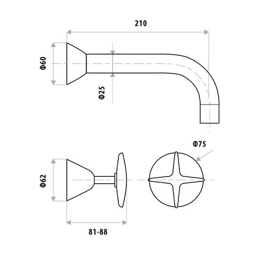 KIRRA Wall Spa/Bath Set W/- 200mm Bath Spout - Chrome