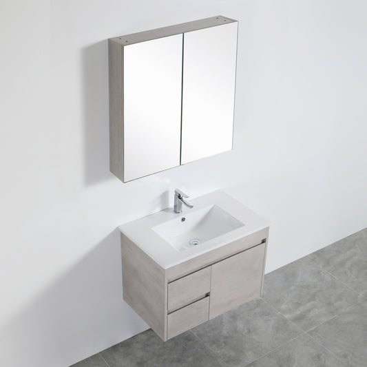 750mmx750mm Evie Shaving Cabinet - Concrete Grey