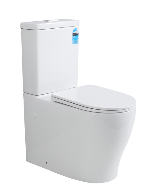 Zeus Tornado Rimless Back-to-Wall Toilet Suite - Gloss White