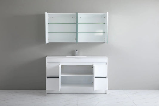 1500mm Polar Floor Vanity PVC Cabinet With Kickboard Only - Single/Double Bowl - Gloss White