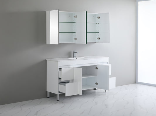 1500mm Polar Floor Vanity PVC - Cabinet Only - Single Bowl - Gloss White