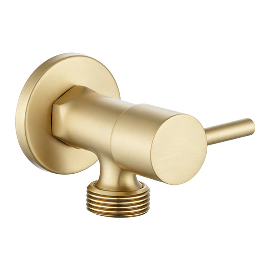 Bathroom Round Light Brushed Brass 1/4 Turn Washing Machine Stop Tap(One Piece)