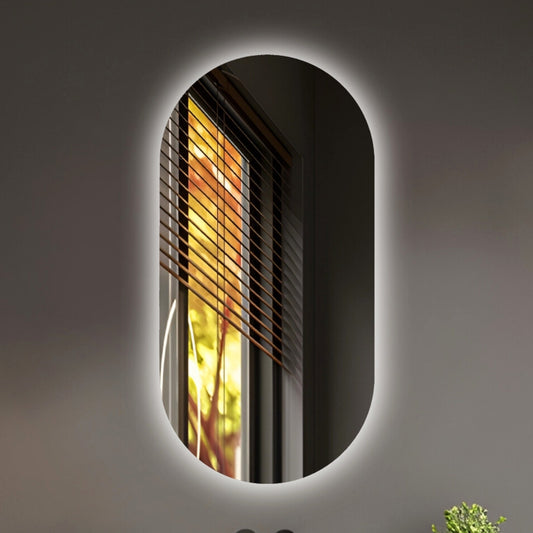 Oval Shape Backlit LED Frameless Mirror - 500x1000mm