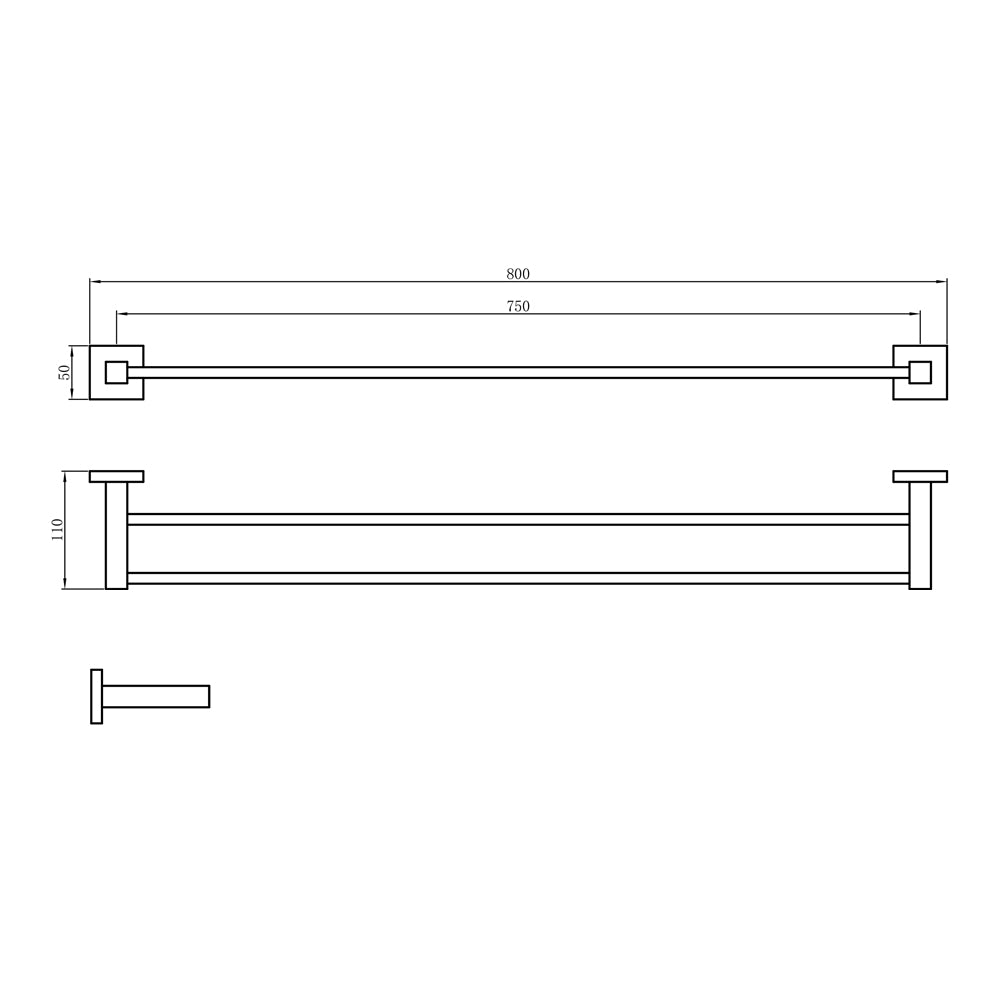 Lauren Elite Single Towel Rail - Chrome