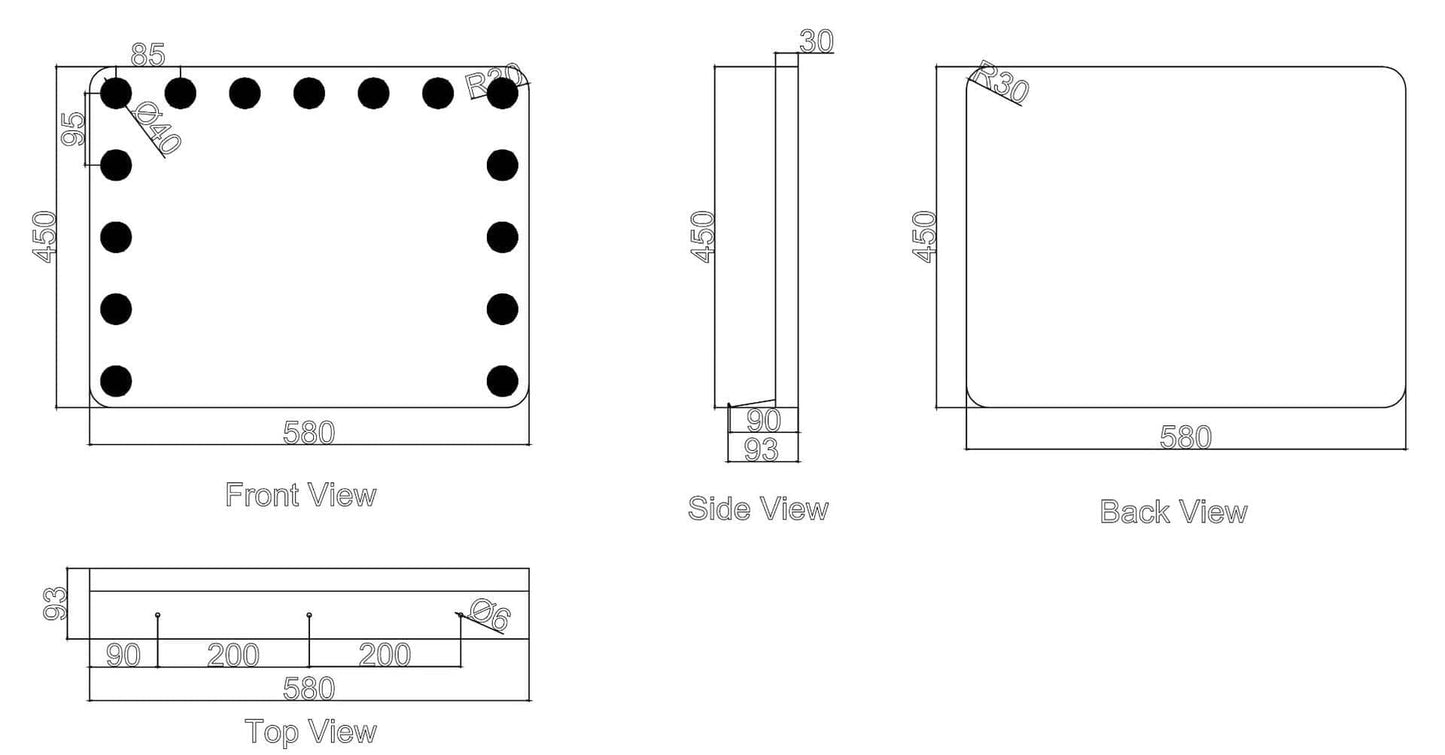 580×450mm LED Frontlit Makeup Mirror | LED-5845-MU