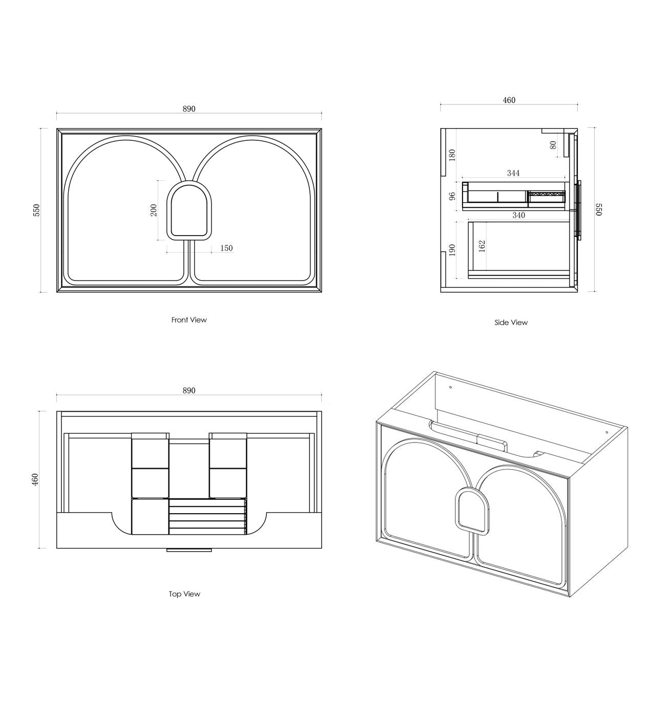 900mm Laguna Mark II Woodland Oak Freestanding Vanity Cabinet with Legs