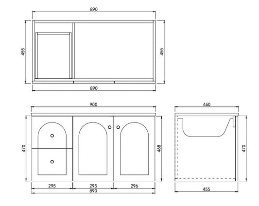 900mm Chester Federation wall hung PVC
Cabinet - Matte White - LK-FC94LW-MW