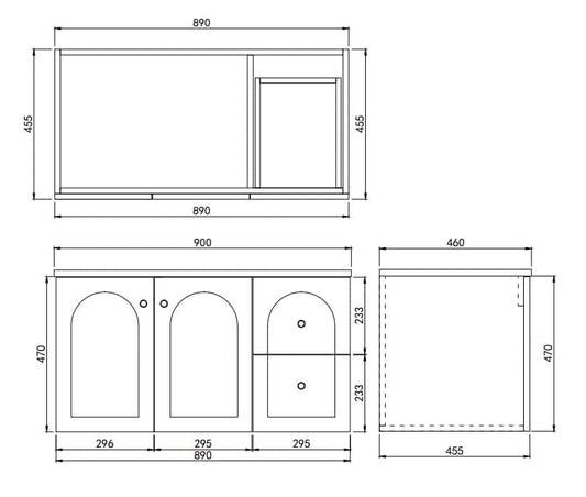 900mm Chester Federation wall hung PVC
Cabinet - Matte White - LK-FC94RW-MW