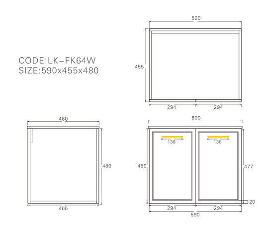 600mm Kingsley Federation Fluted Wall Hung PVC Cabinet - Matt White - Cabinet Only