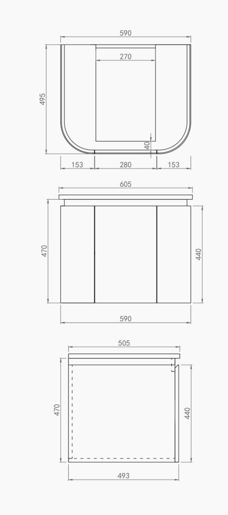 600mm Devito Wall Hung PVC Cabinet - Matt White - Cabinet Only