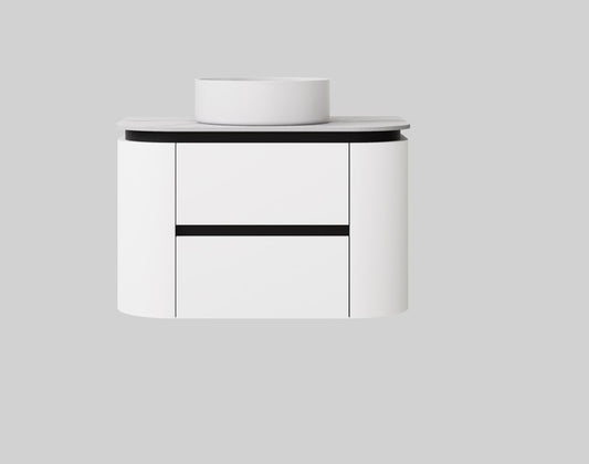 750mm Devito Wall Hung PVC Cabinet - Matt Black & White - Cabinet Only