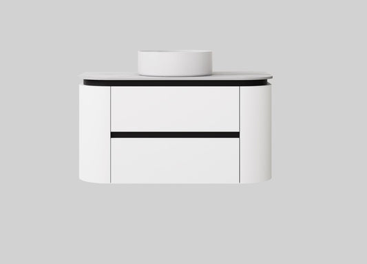 900mm Devito Wall Hung PVC Cabinet - Matt Black & White - Cabinet Only