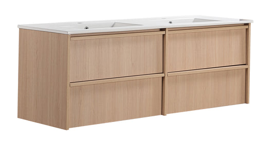 1500mm Ridgewood Wall Hung Plywood Cabinet - Sandy Oak Woodmatt - Cabinet Only