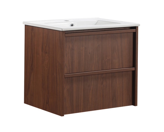 600mm Ridgewood Wall Hung Plywood Cabinet - Mocha Oak Woodmatt - Cabinet Only