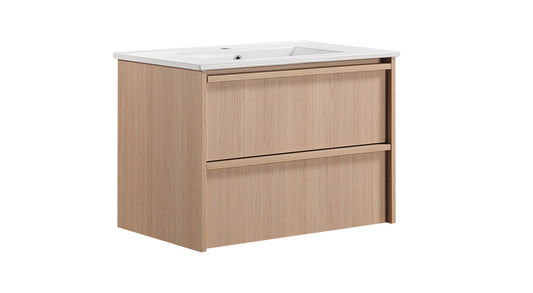 750mm Ridgewood Wall Hung Plywood Cabinet - Sandy Oak Woodmatt - Cabinet Only