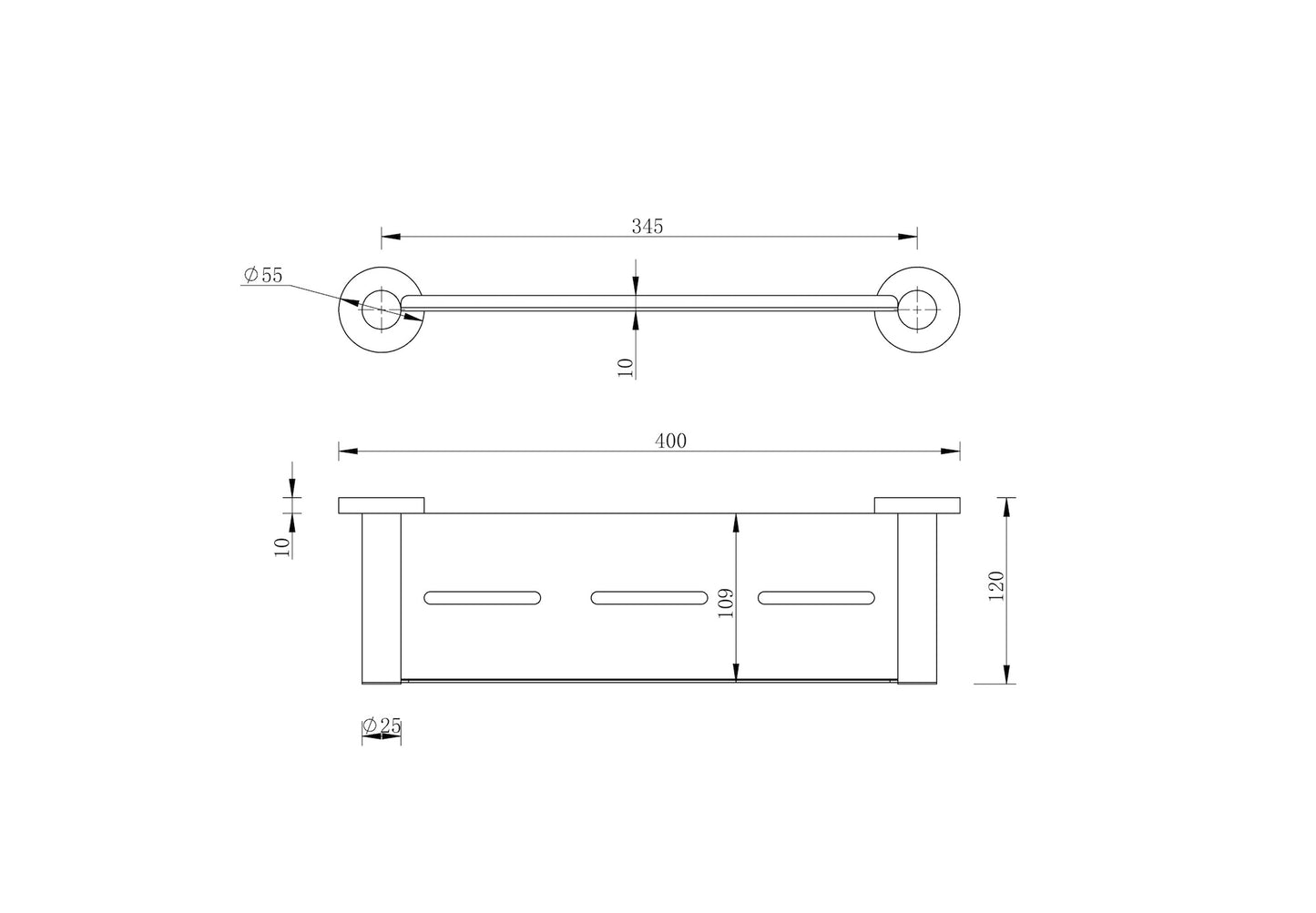 Lux S2 Metal Shower Shelf - Chrome