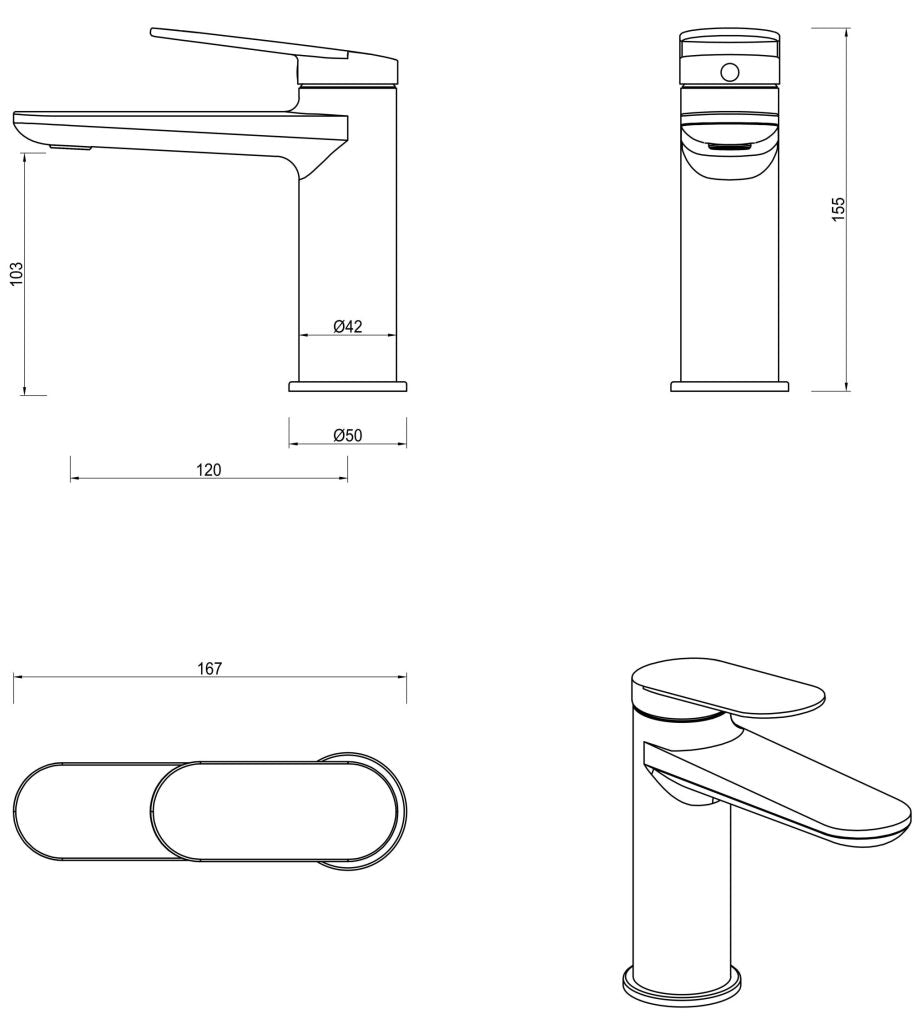 Lantra Basin Mixer - Gunmetal