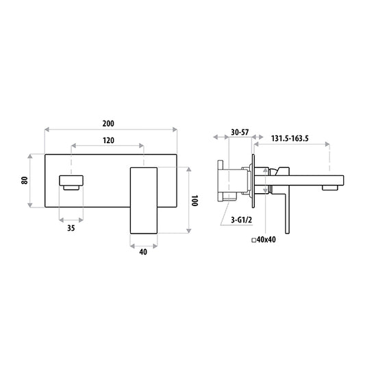 Lauren Project Wall Outlet Mixer - Chrome