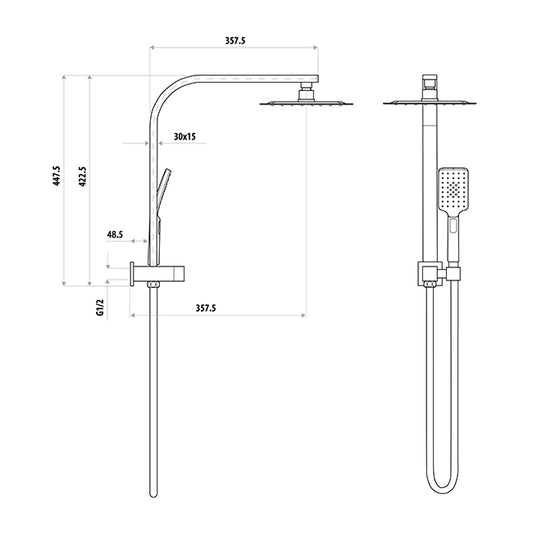 Liberty Twin Shower - Matte Black