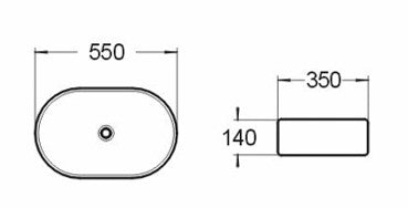 565mmx360mm Above Counter Basin - Gloss Black