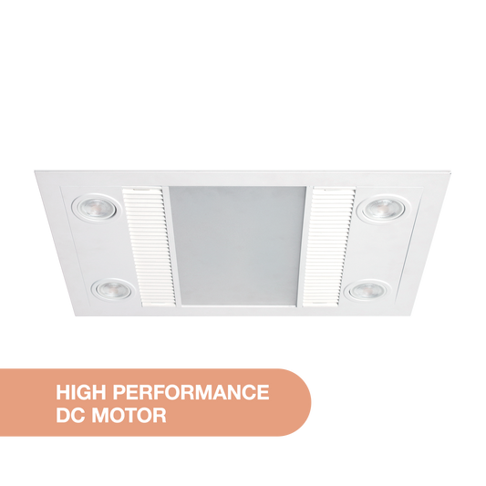 Linux DC 1000w Halogen 3 in 1 Bathroom Heater & High
Extraction Exhaust Fan with LED Light White